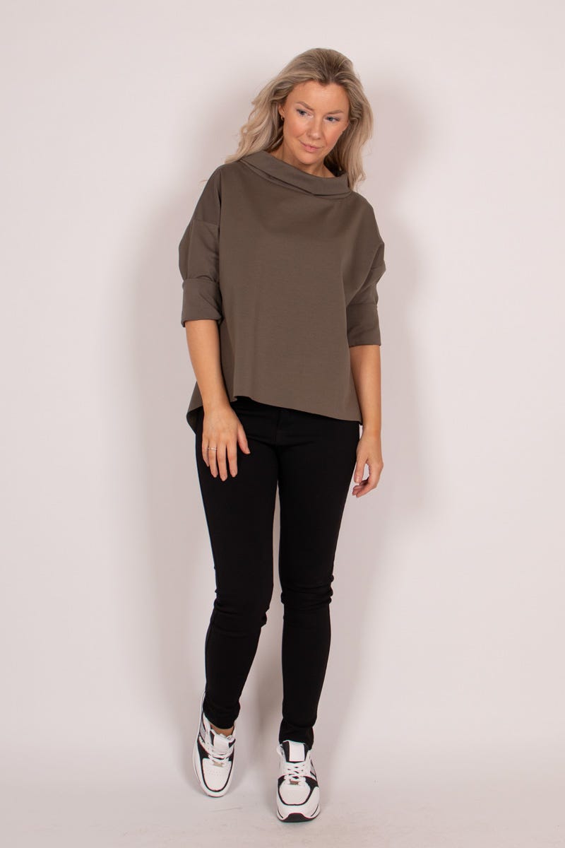 Blus m. krage, Khaki