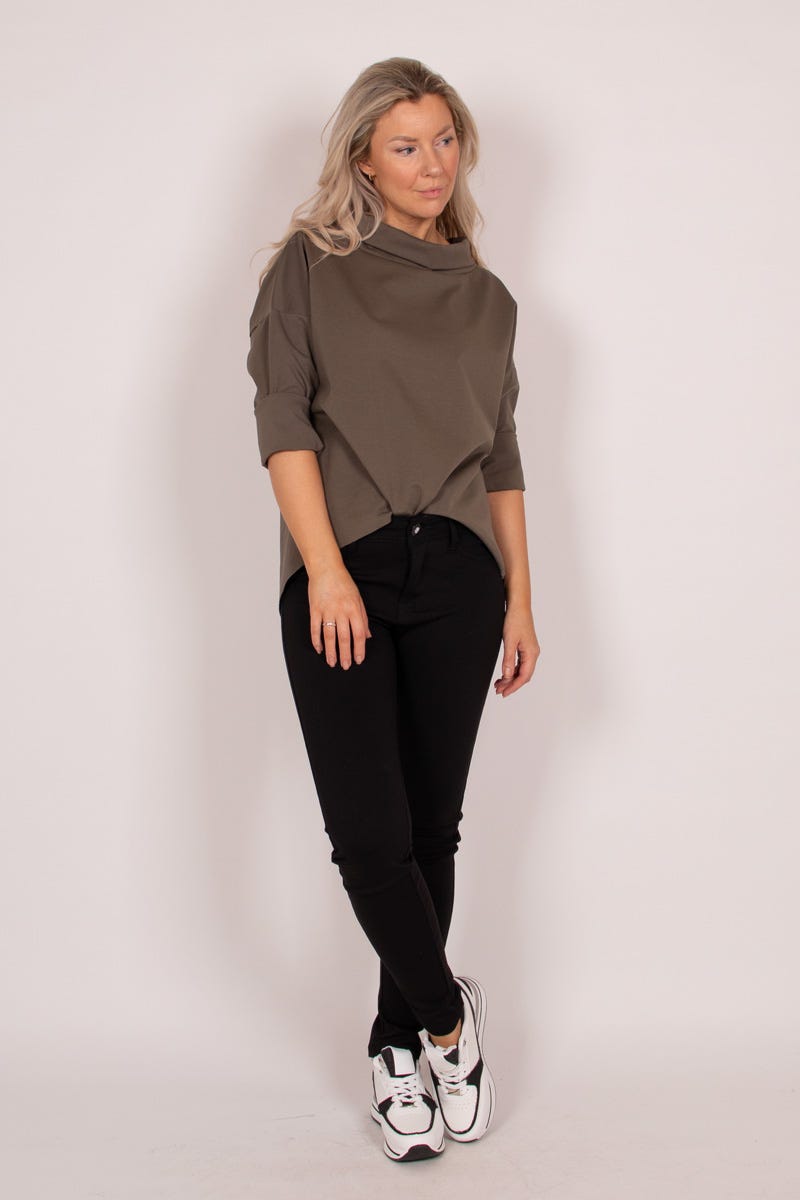 Blus m. krage, Khaki