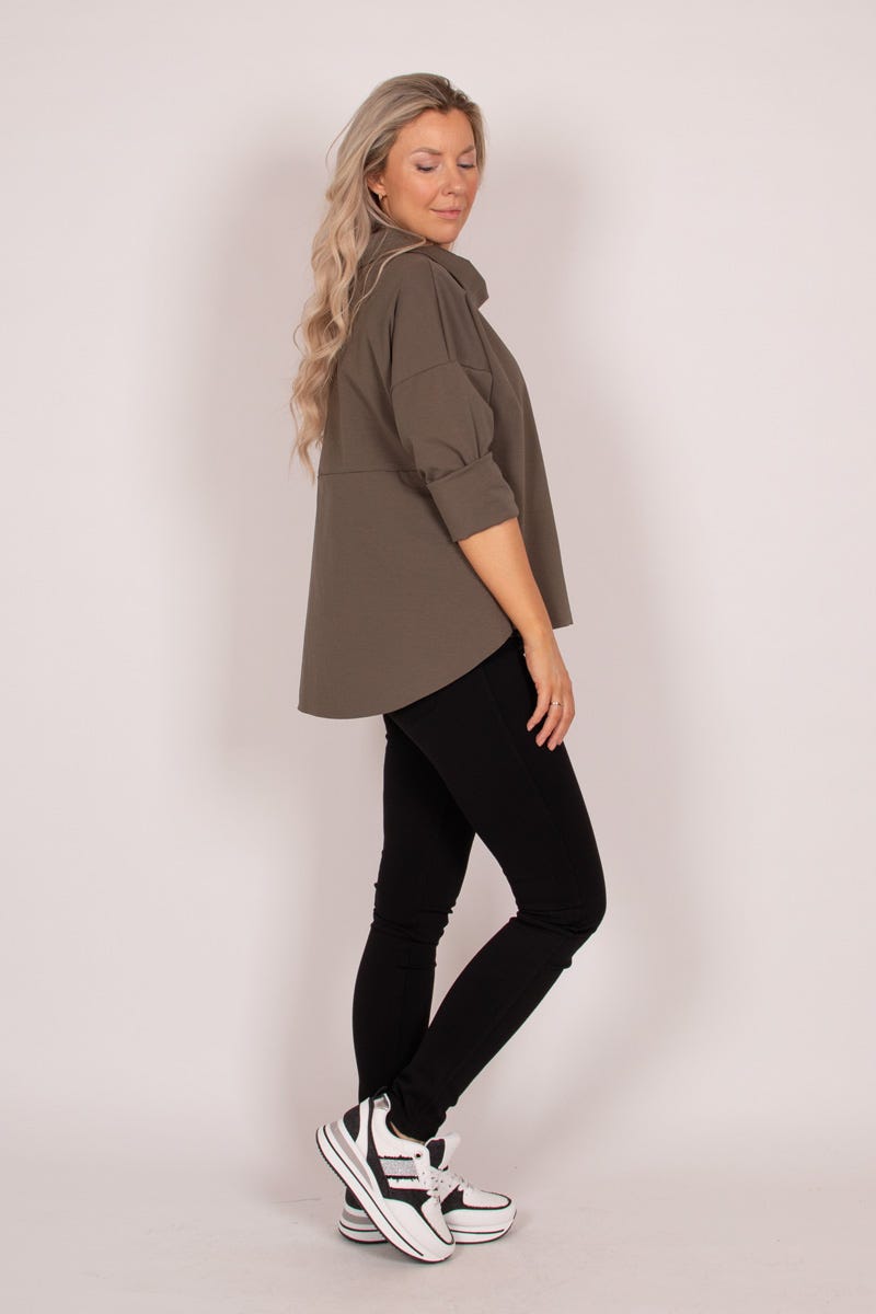 Blus m. krage, Khaki