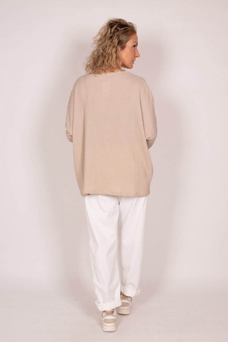 Blus m. paljetter, Taupe