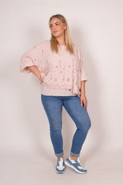 Bluse m. broderi anglaise Rosa