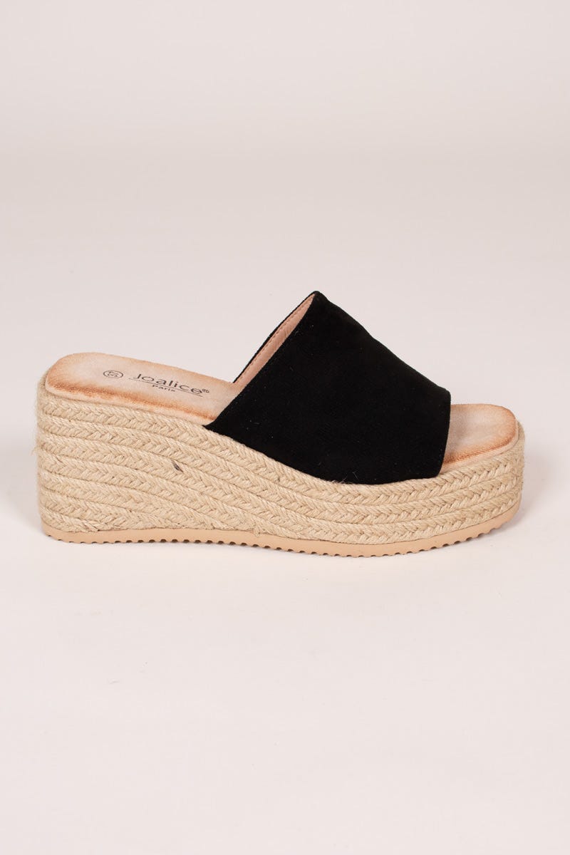  Espadrillos m. kraftig sula, Svart