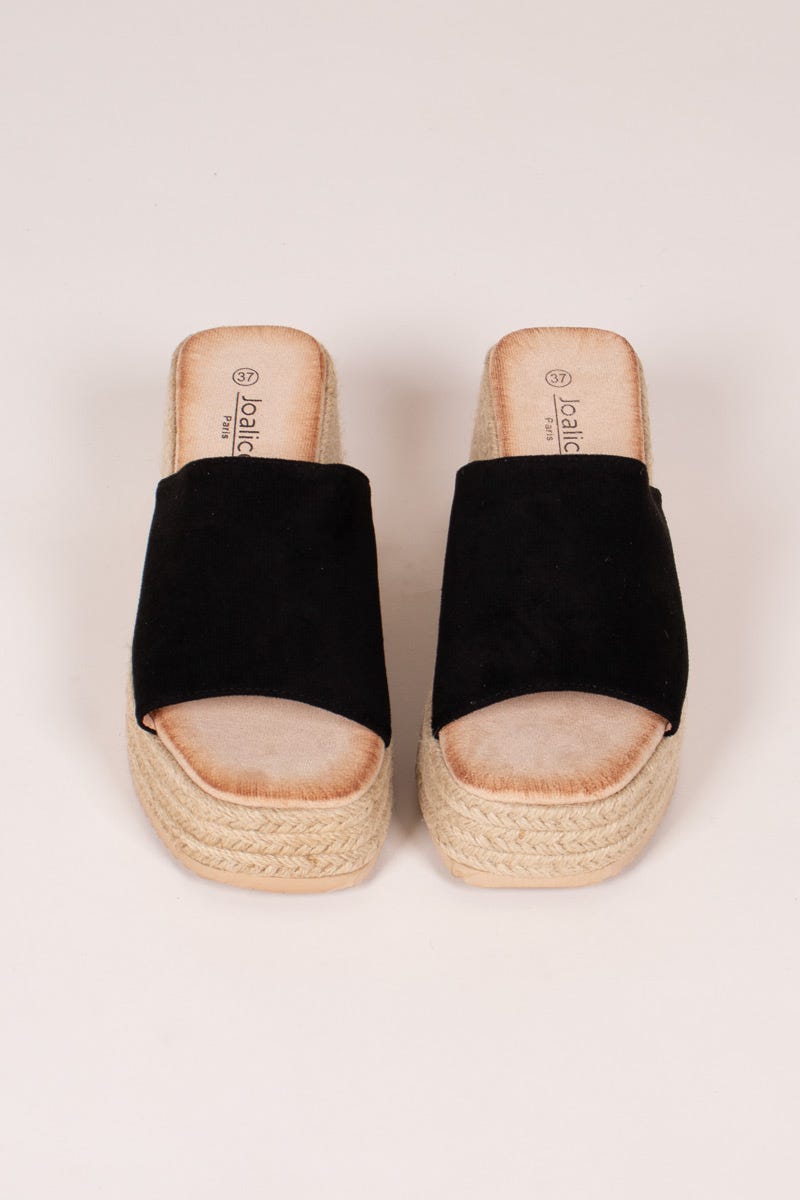  Espadrillos m. kraftig sula, Svart