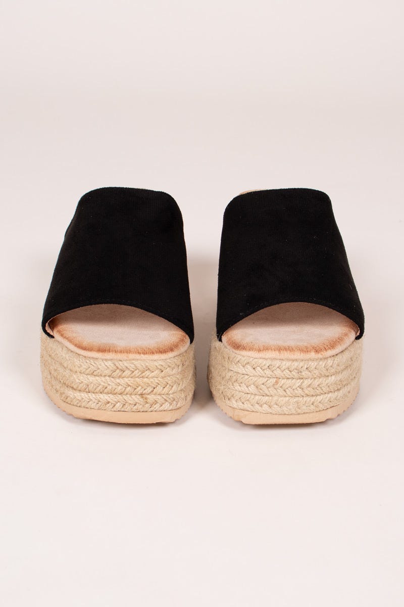  Espadrillos m. kraftig sula, Svart