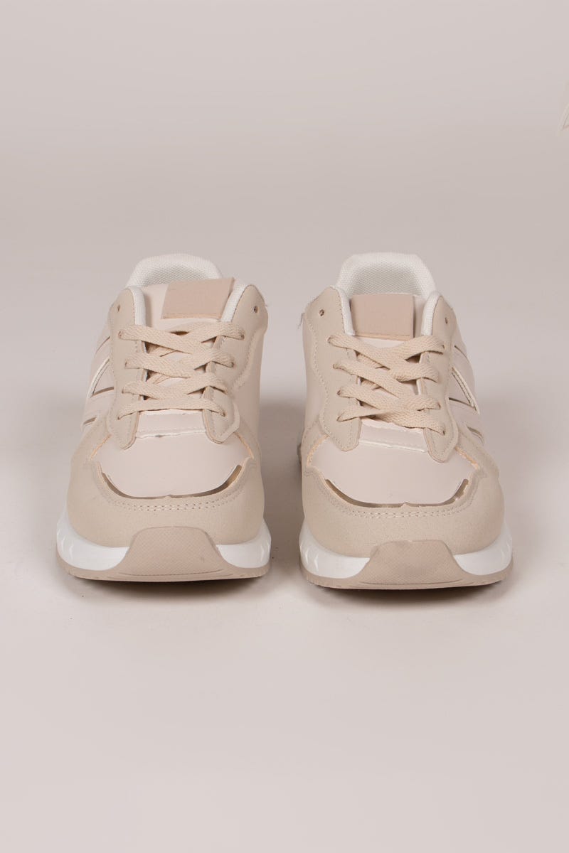 Sneakers m. gulddetaljer, Beige