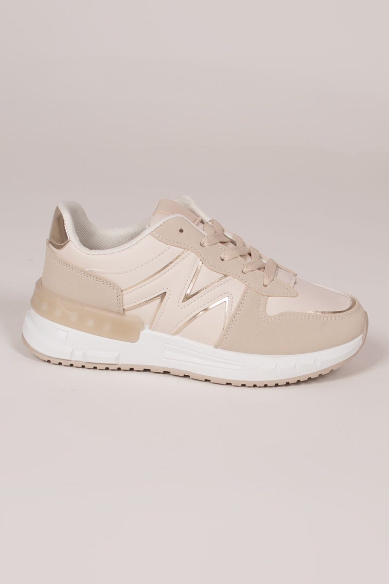 Sneakers m. gulddetaljer, Beige