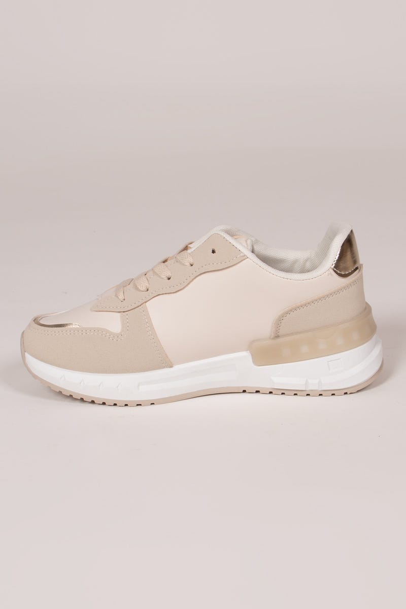 Sneakers m. gulddetaljer, Beige