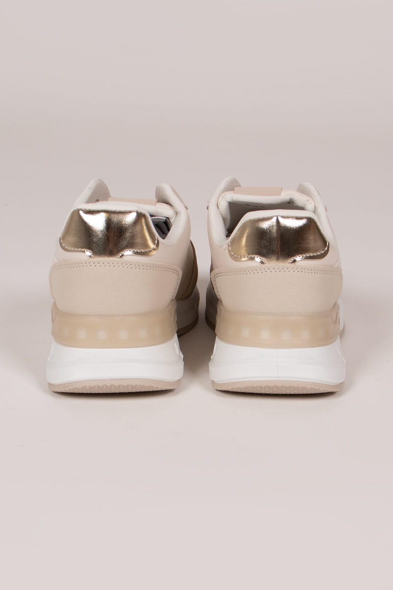 Sneakers m. gulddetaljer, Beige