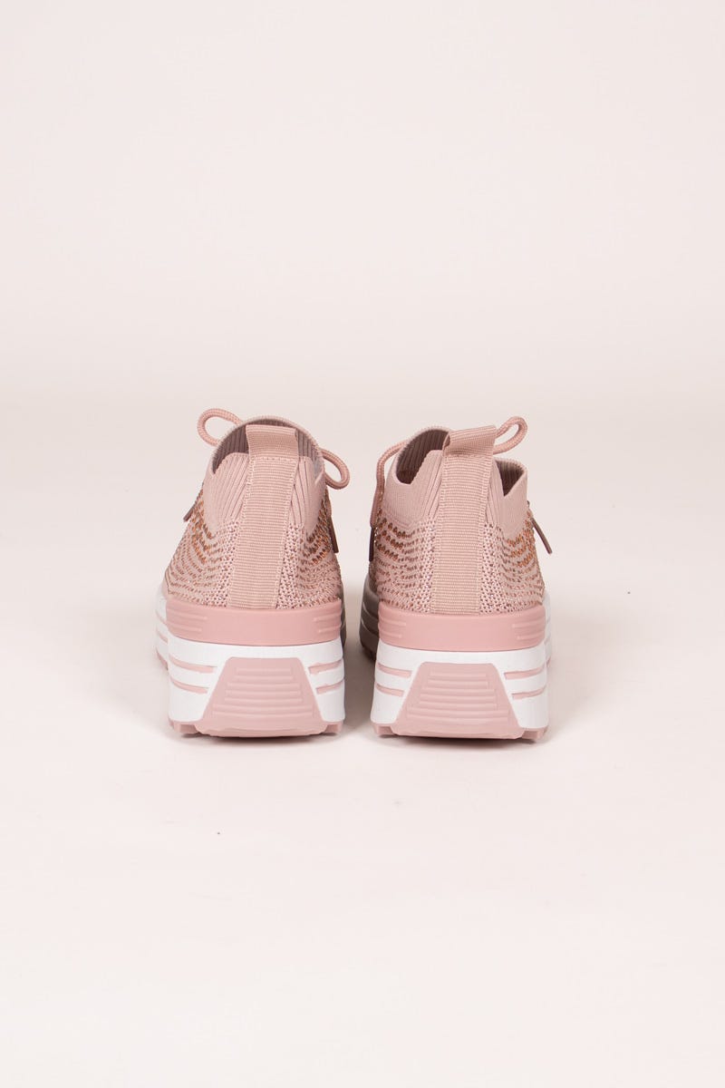 Slip-on sneakers m. glittersten och vit sula, Rosa