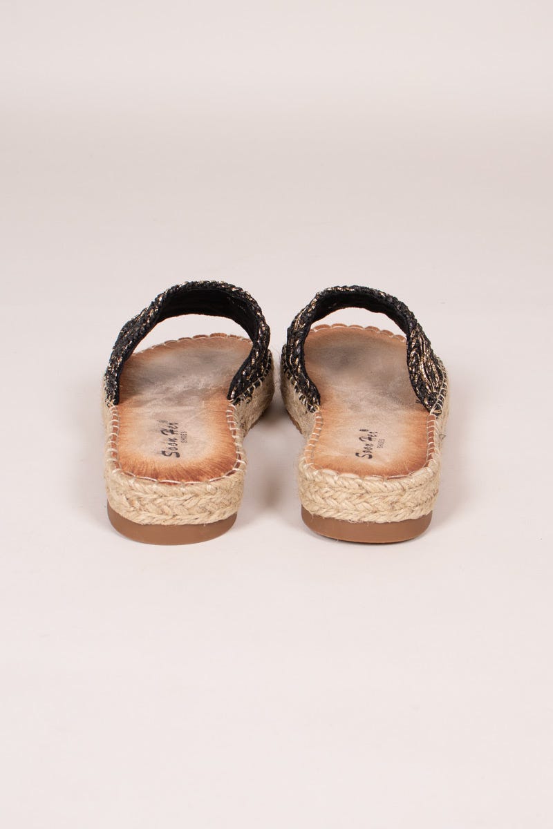 Espadrillesandal m. vävd detalj, Svart