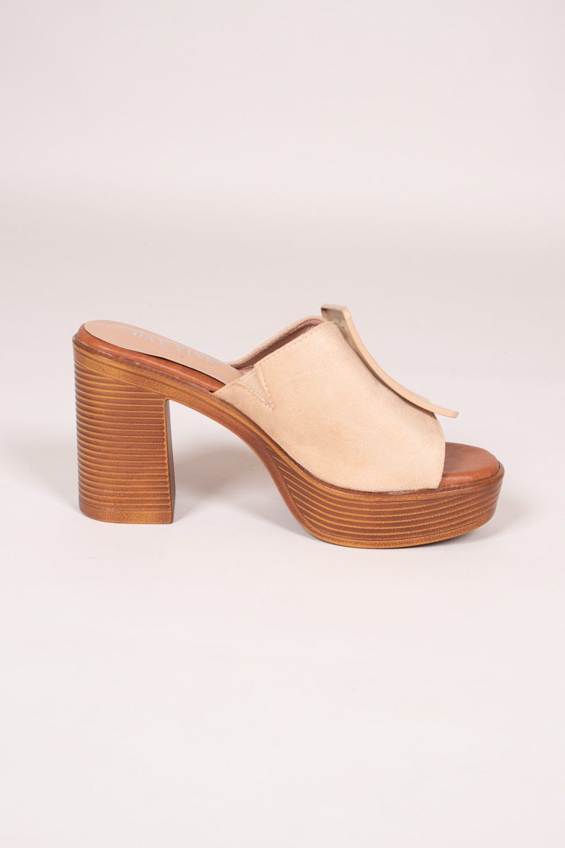 Högklackad platå sandal, Beige