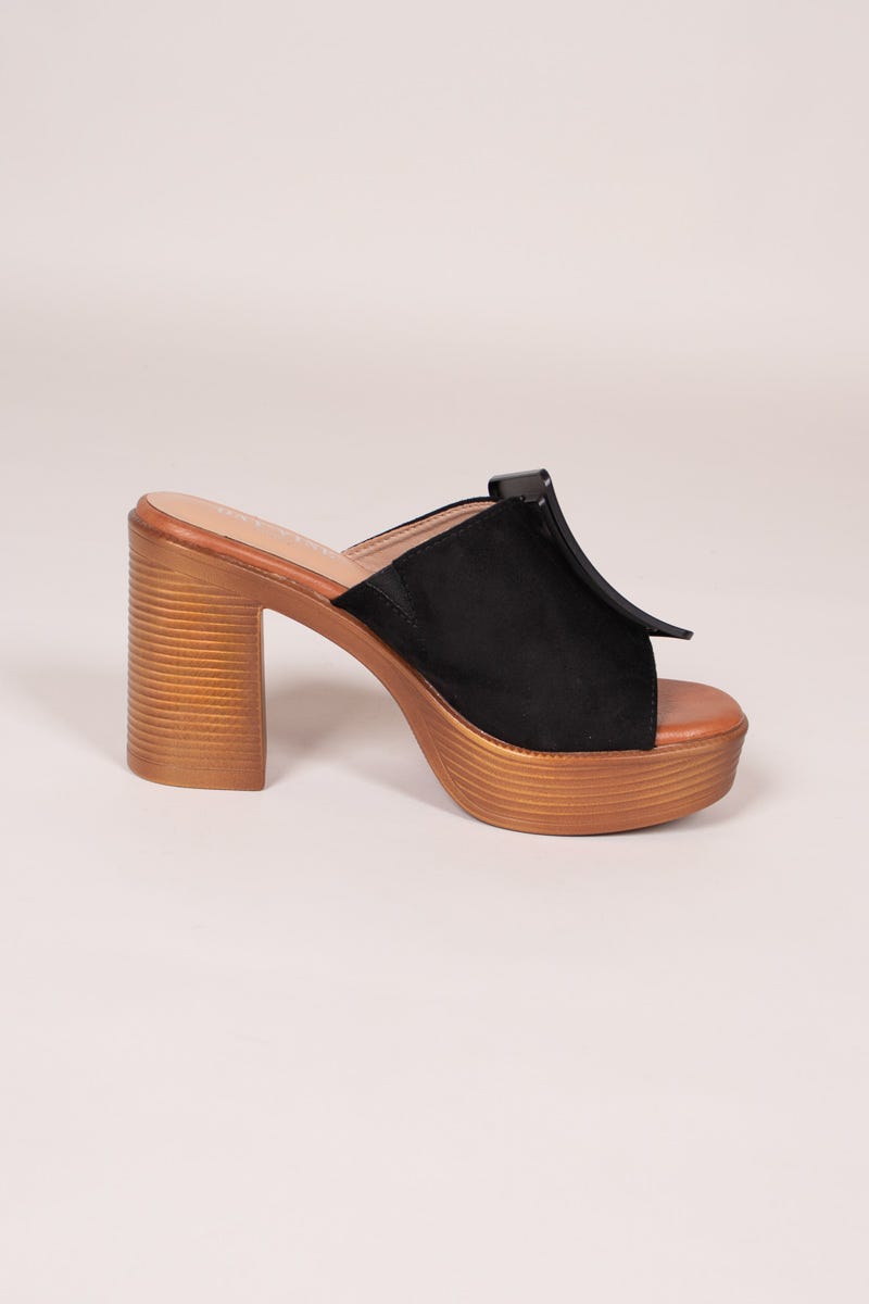 Højhælet plateau sandal Sort