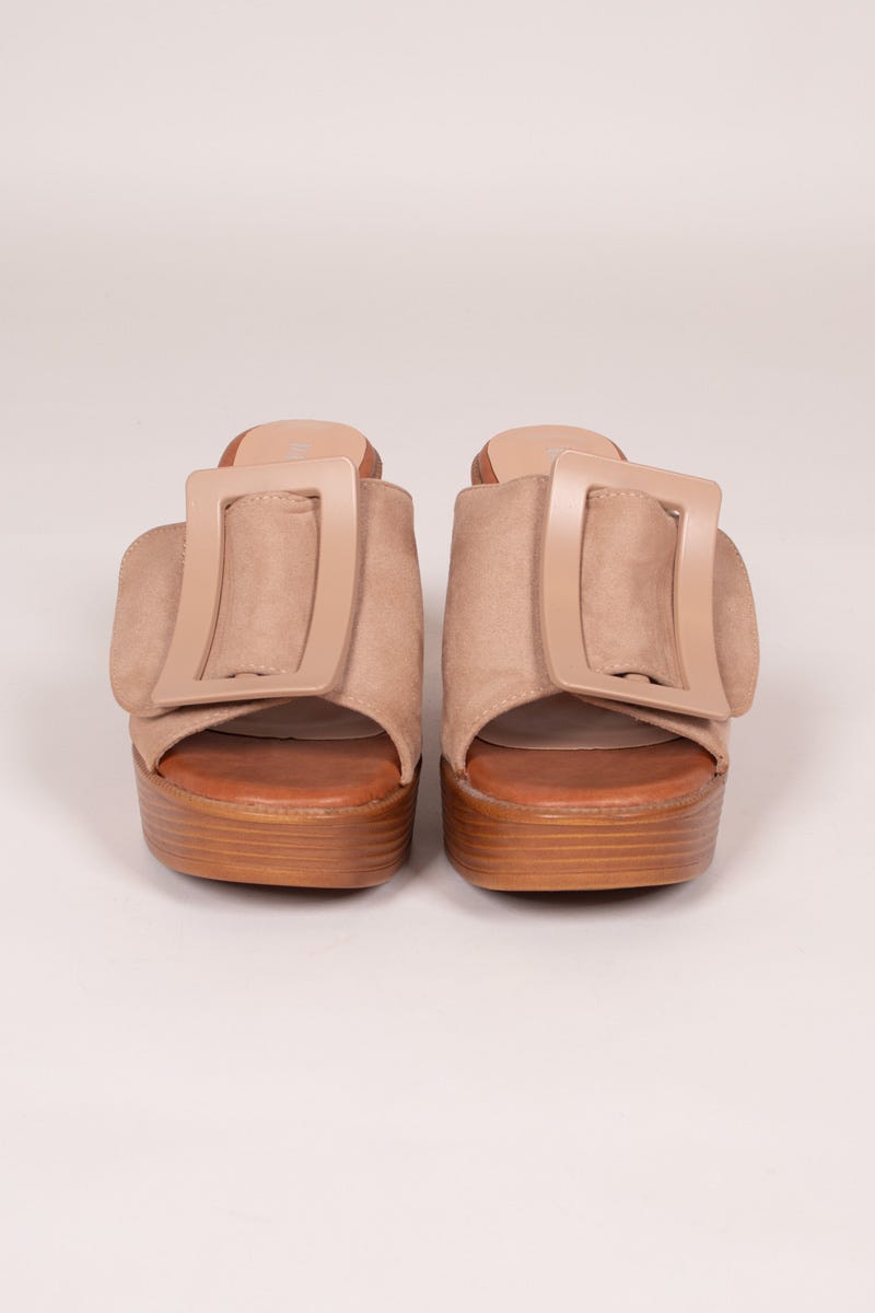 Högklackad platå sandal, Taupe