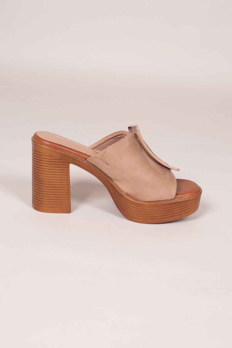 Högklackad platå sandal, Taupe