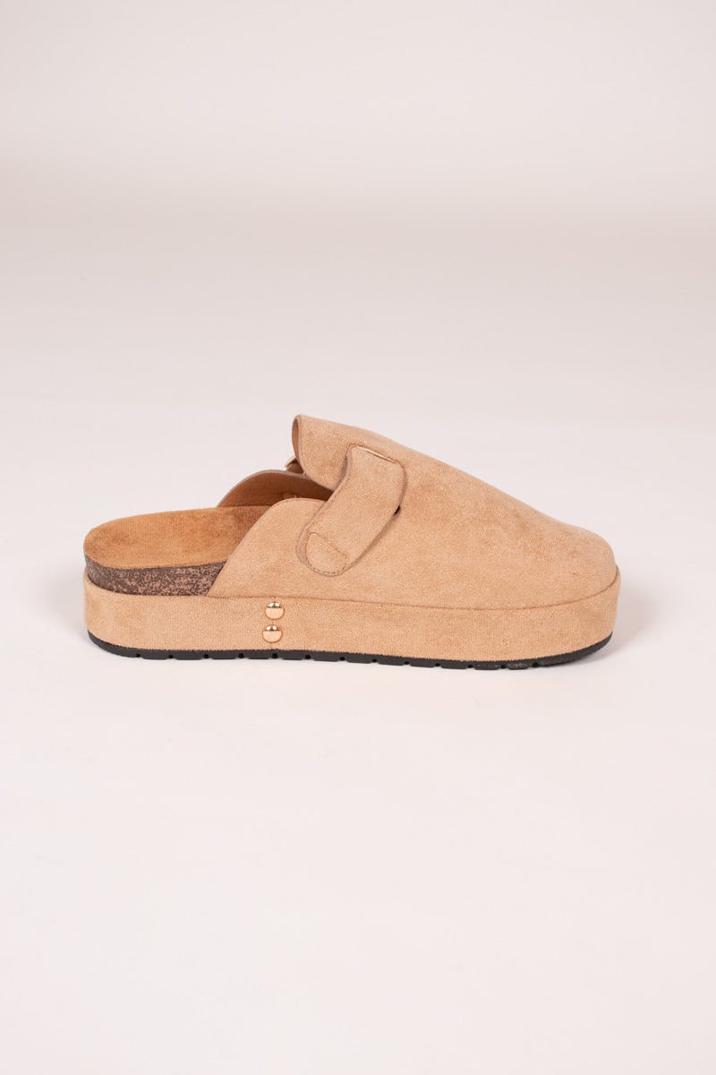 Slippers m. tjock sula, Taupe