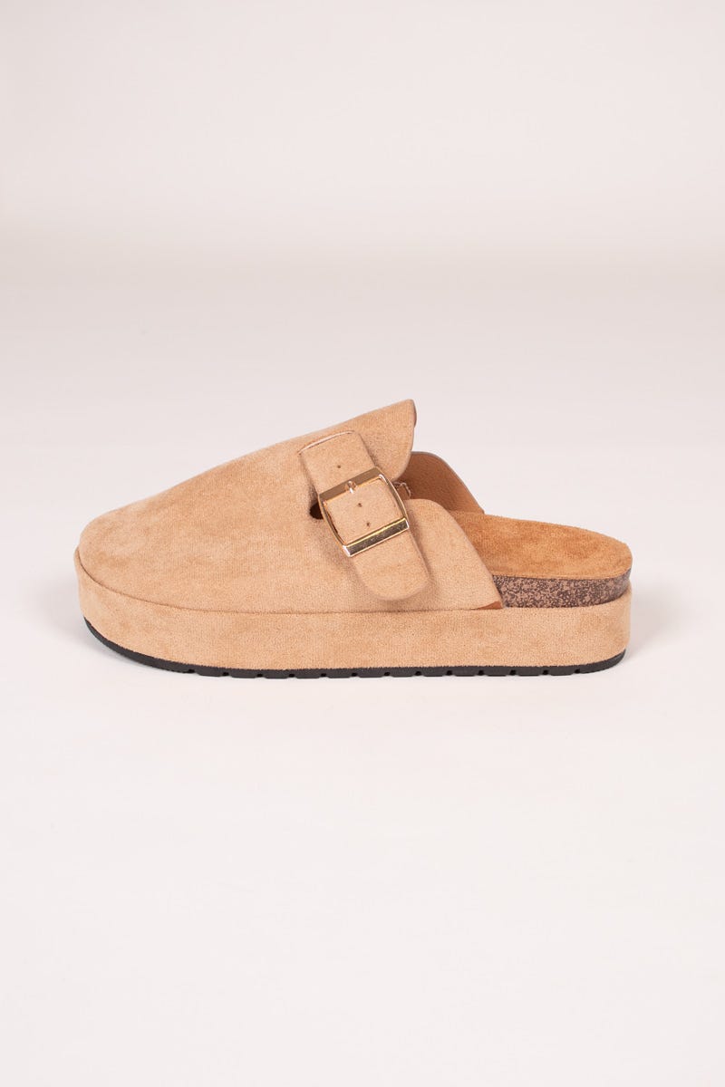 Slippers m. tjock sula, Taupe