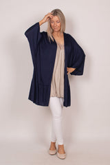 Cardigan m. volangdetalj, Navy