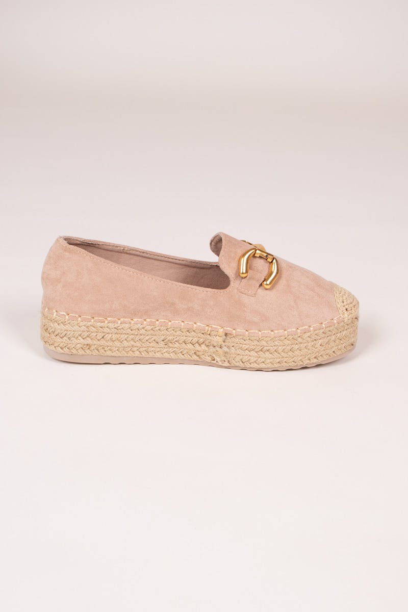 Espadrillos m. guldspänne, Beige