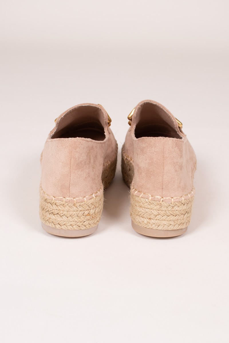 Espadrillos m. guldspänne, Beige