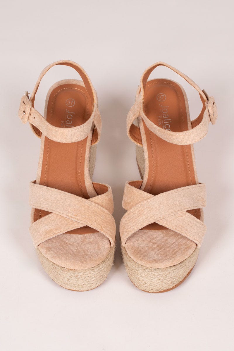 Espadrillos sandal m. kilklack, Beige