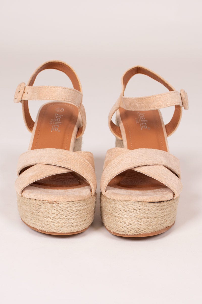 Espadrillos sandal m. kilklack, Beige