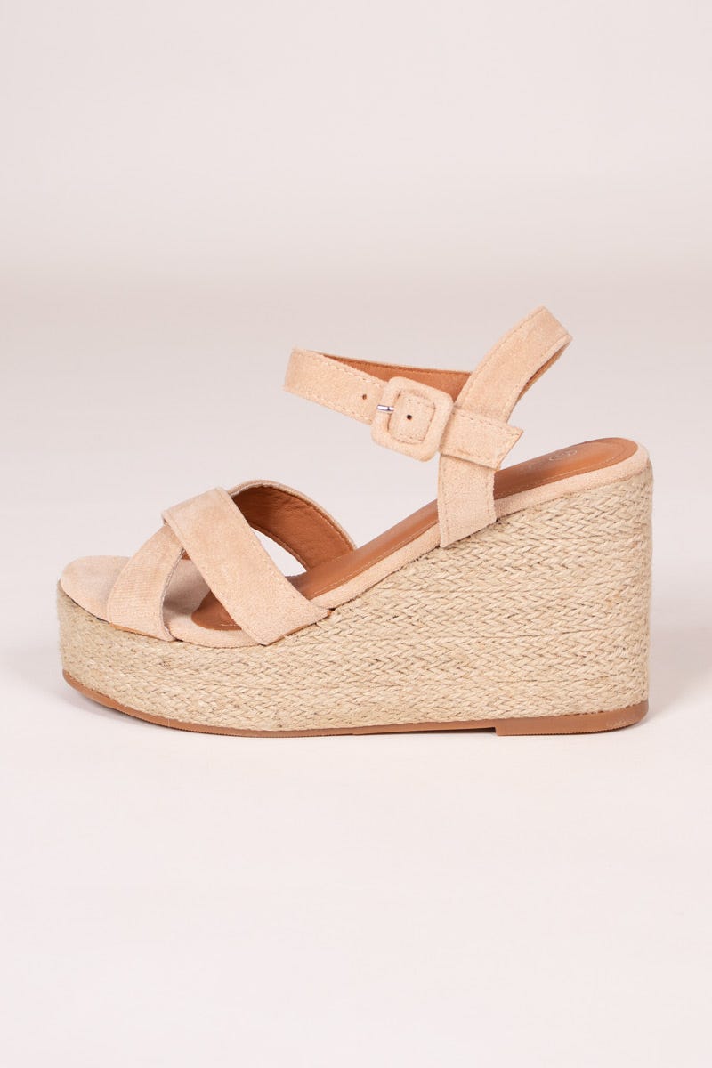 Espadrillos sandal m. kilklack, Beige