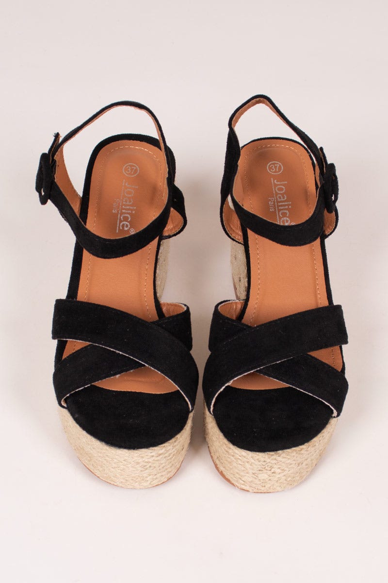 Espadrillos sandal m. kilklack, Svart