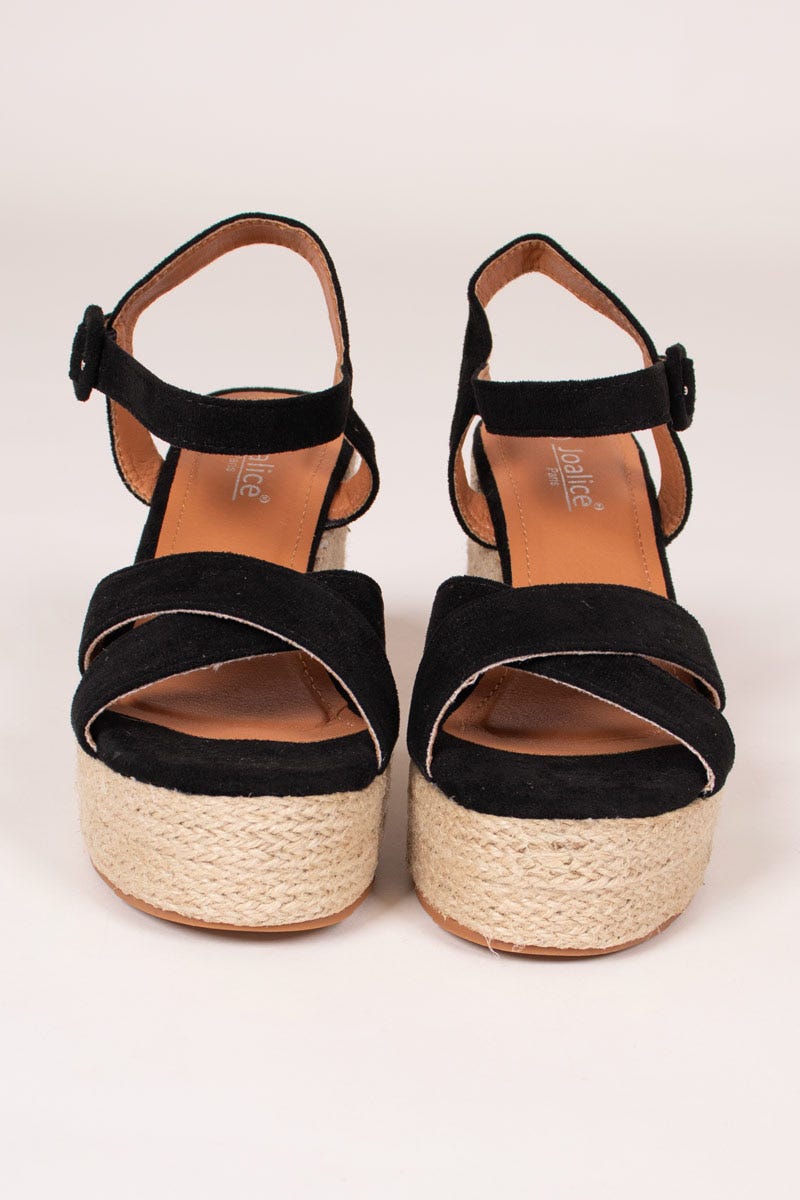 Espadrillos sandal m. kilklack, Svart