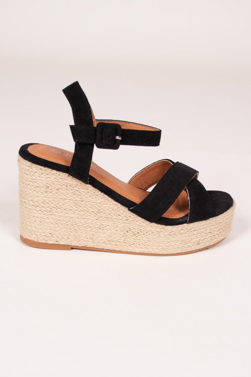 Espadrillos sandal m. kilklack, Svart