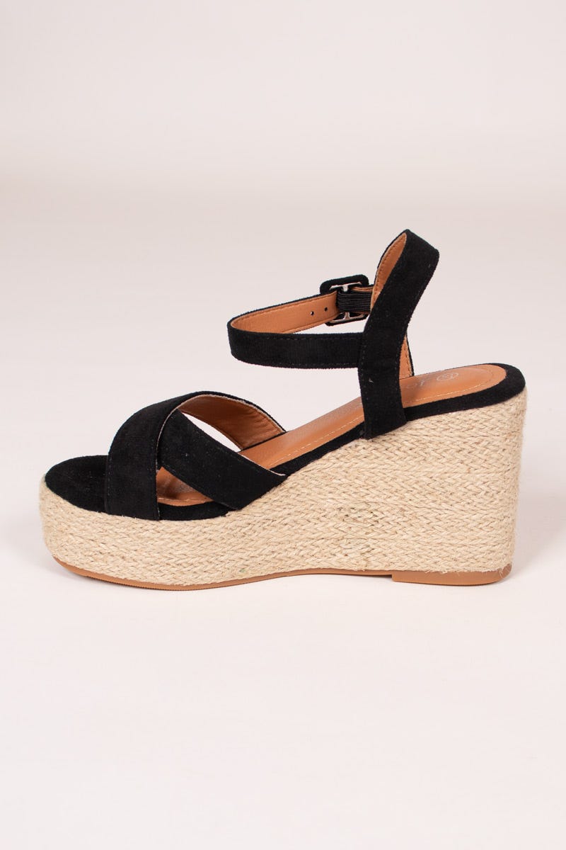 Espadrillos sandal m. kilklack, Svart