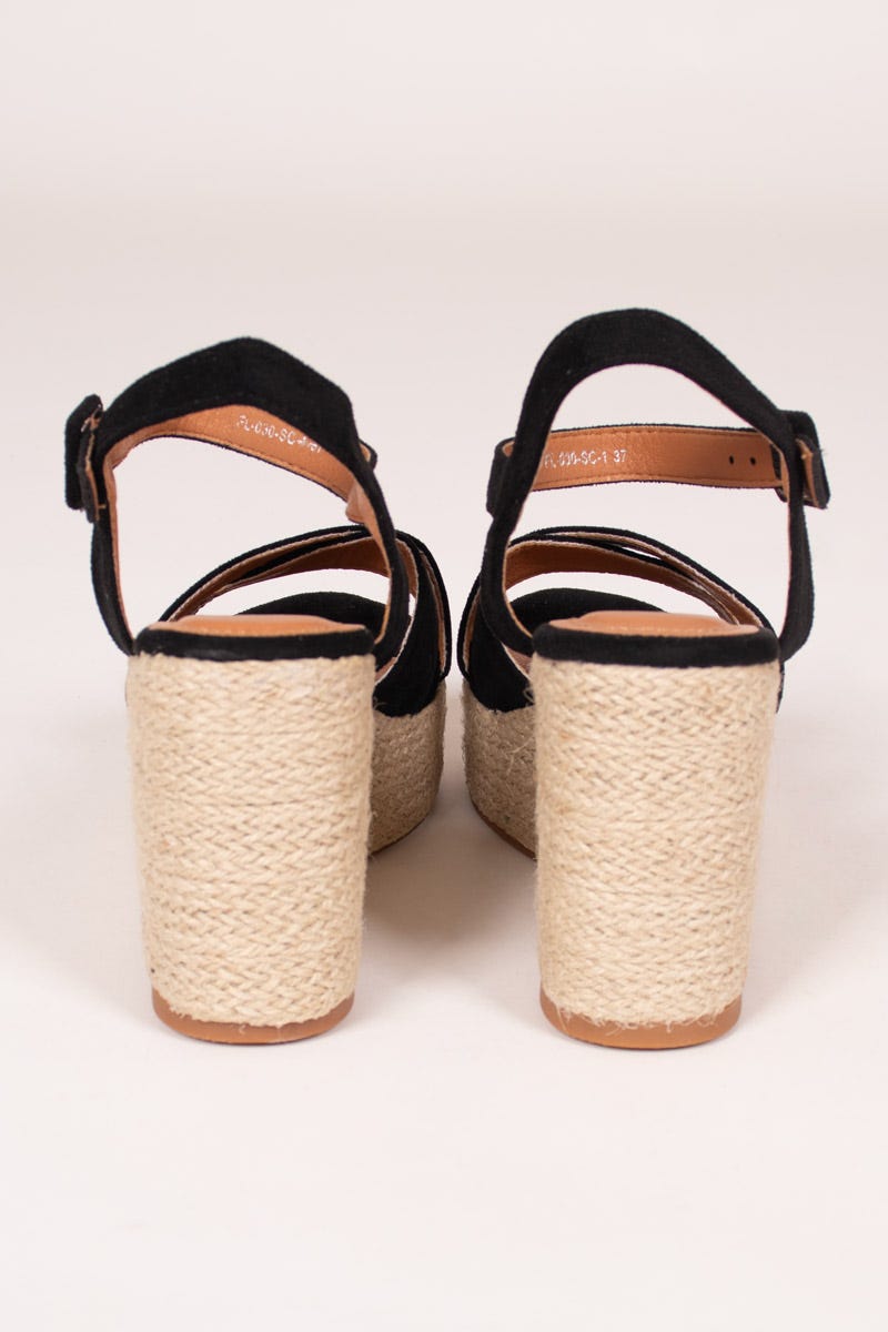 Espadrillos sandal m. kilklack, Svart