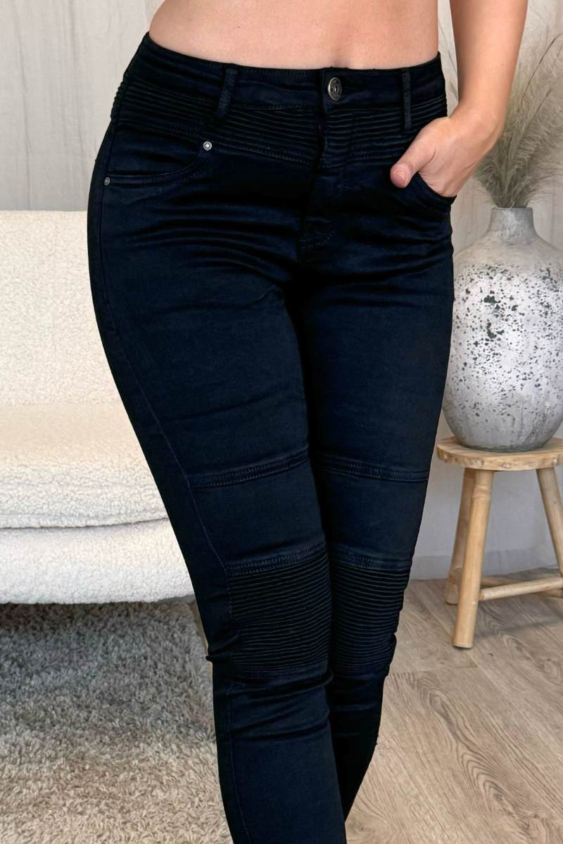 Jeans m. rillor, Svart 