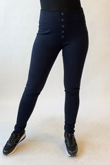 Jeggings m. knappdetaljer,  Navy