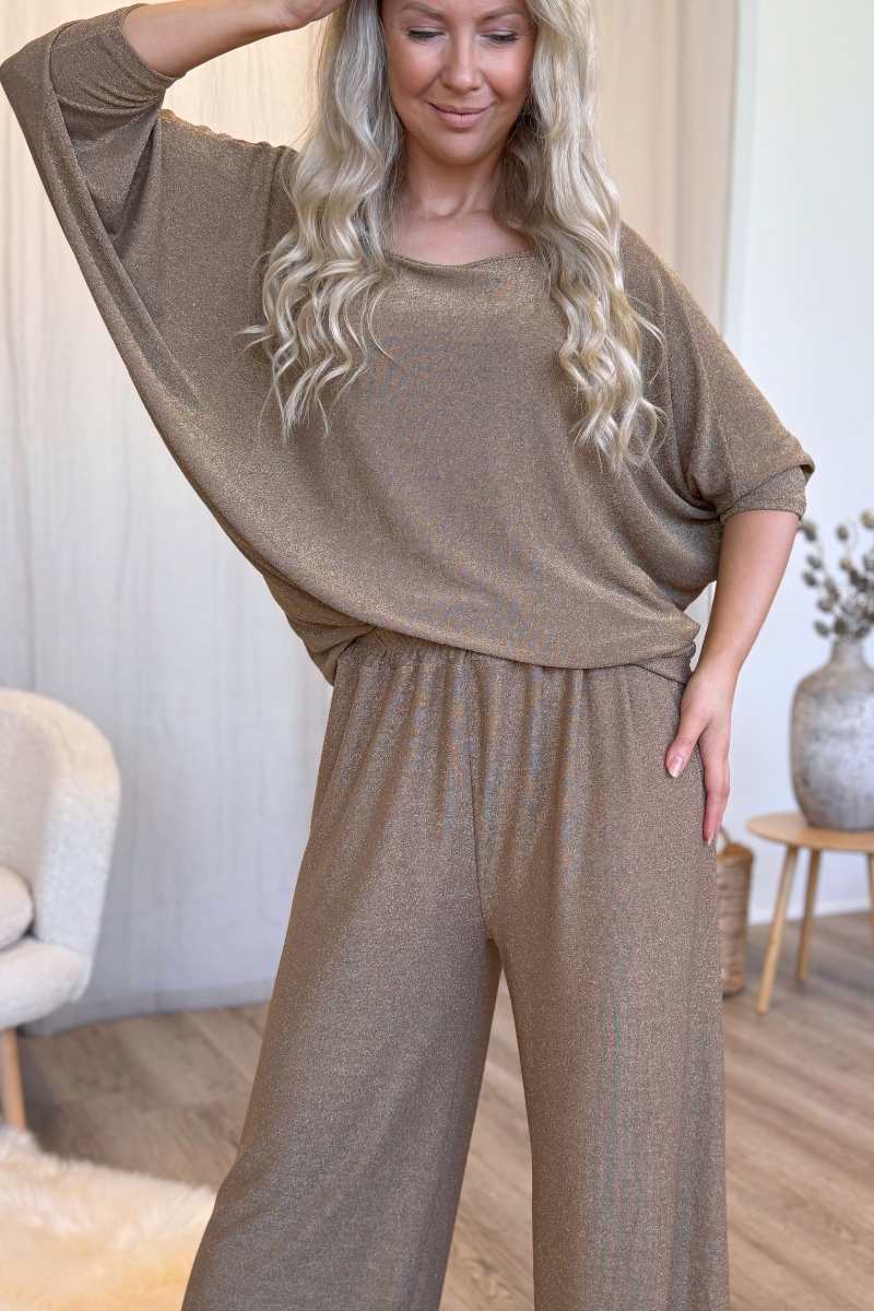 Batwing-blus med glitter, Guld