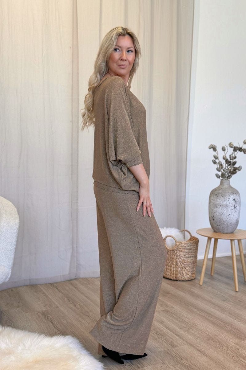 Batwing glimmer bluse Guld