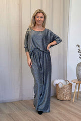 Batwing-blus med glitter, Silver