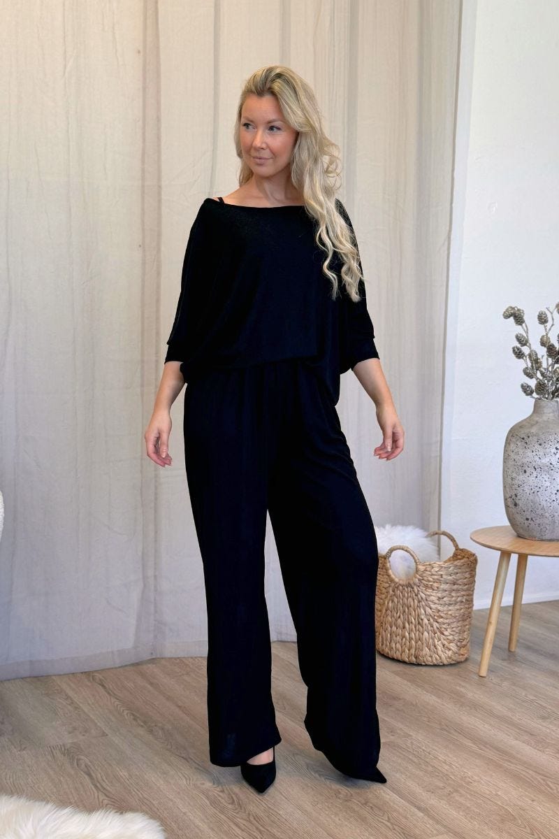 Batwing-blus med glitter, Svart