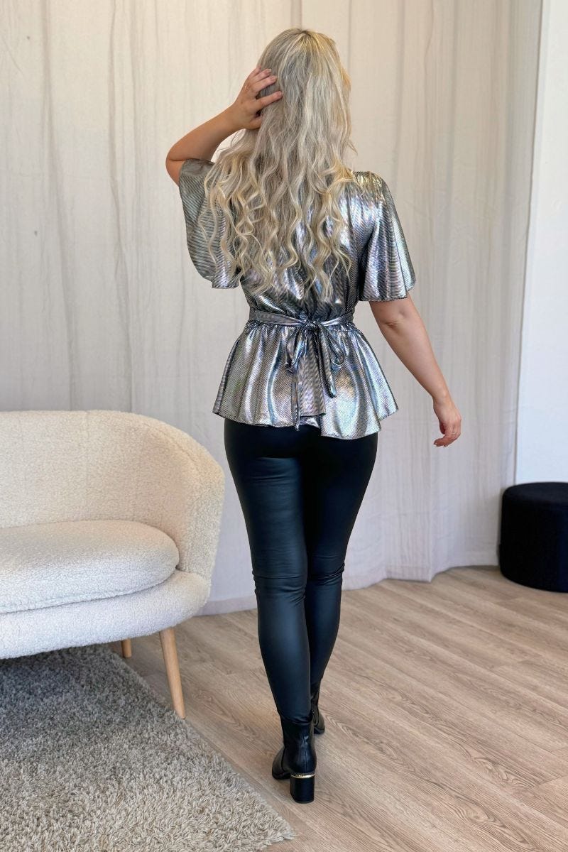 Topp m. metallic-look, Silver