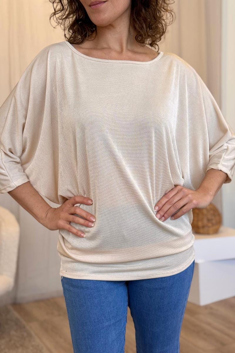 Batwing-blus, Beige