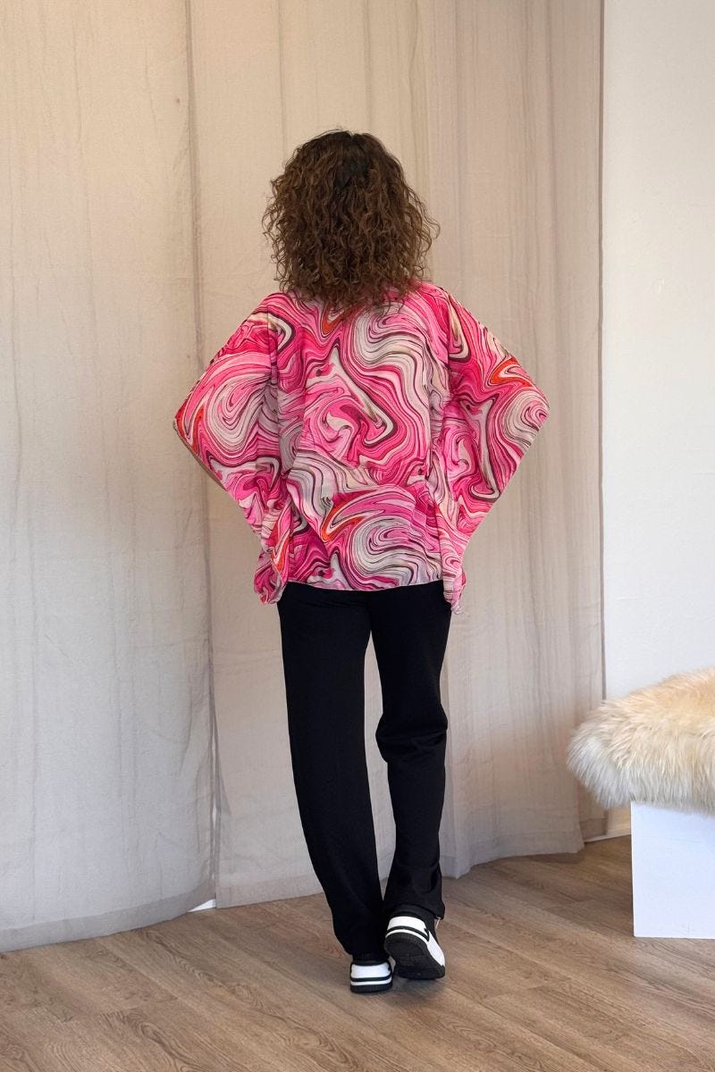 Sasja topp m. virveltryck Pink