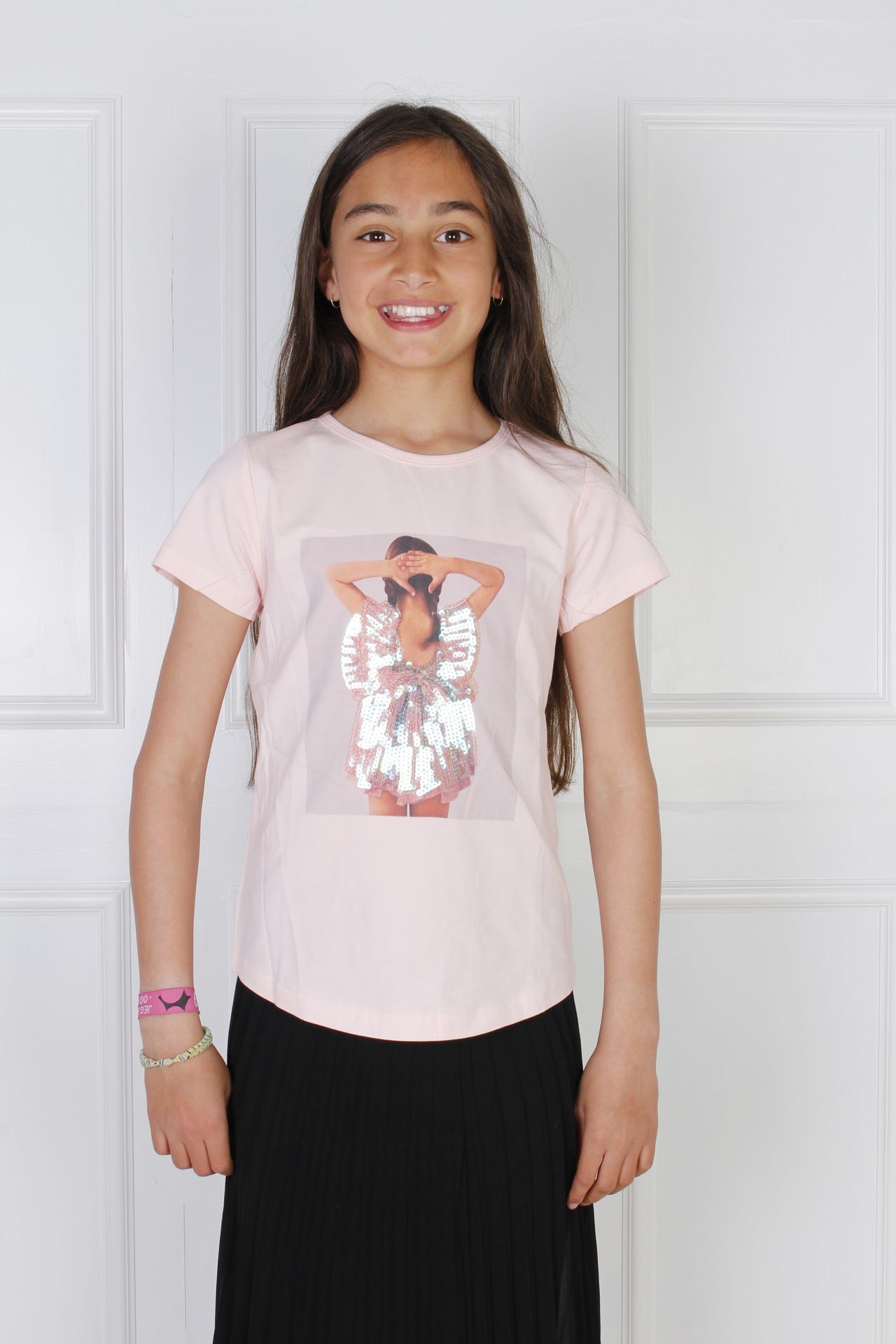 T-shirt m. motiv, Rosa