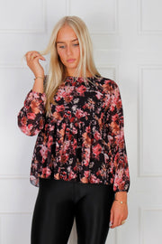 Frida bluse, blomsterprint