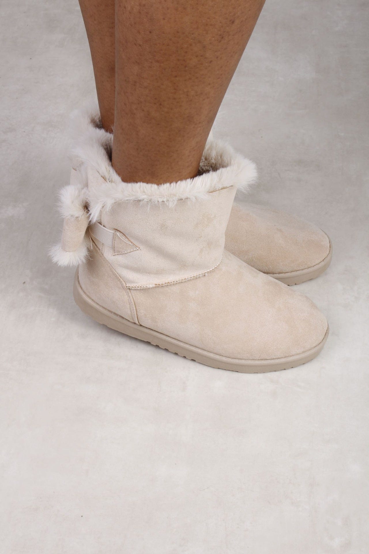 Bamse boots med sløjfe, Beige