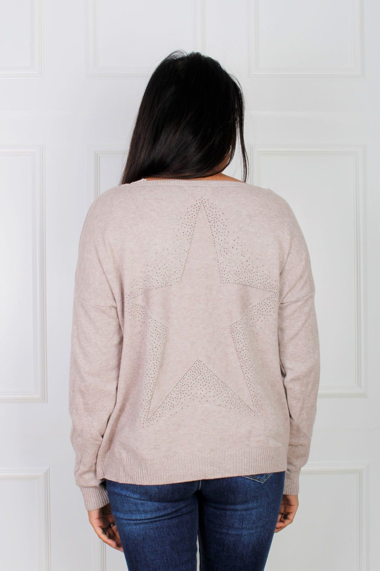 Elana cardigan m. stjärna, Beige