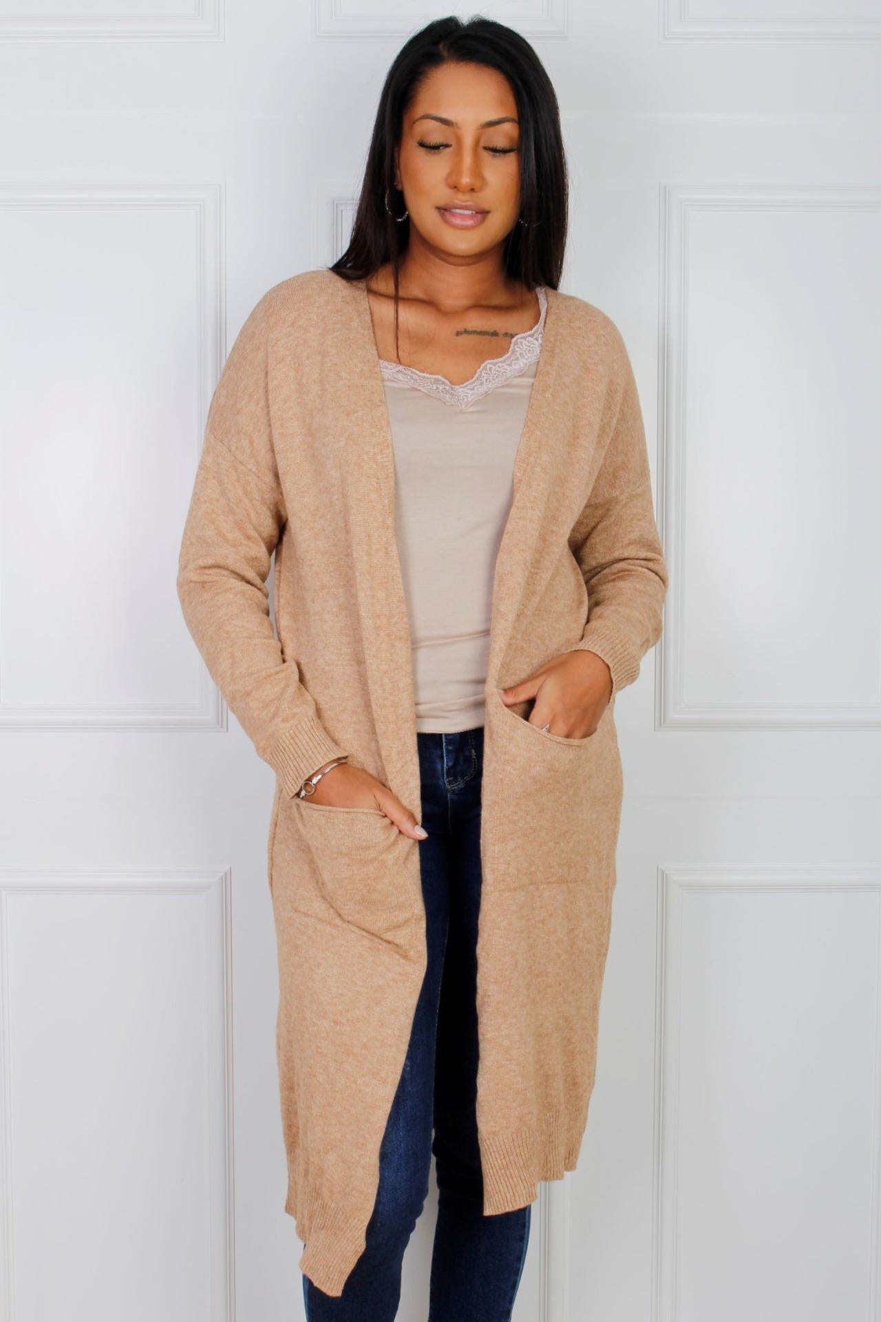 Aya cardigan m. vinger, Mocca