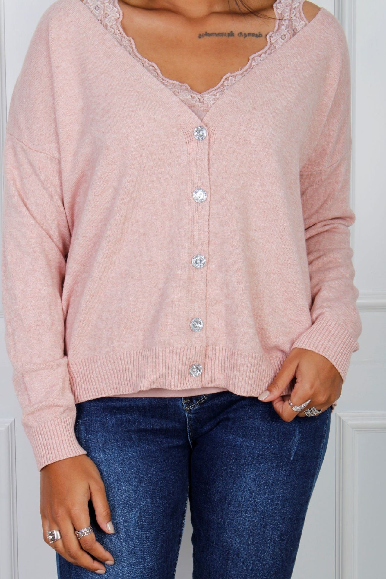 Elana cardigan m. stjerne, Rosa