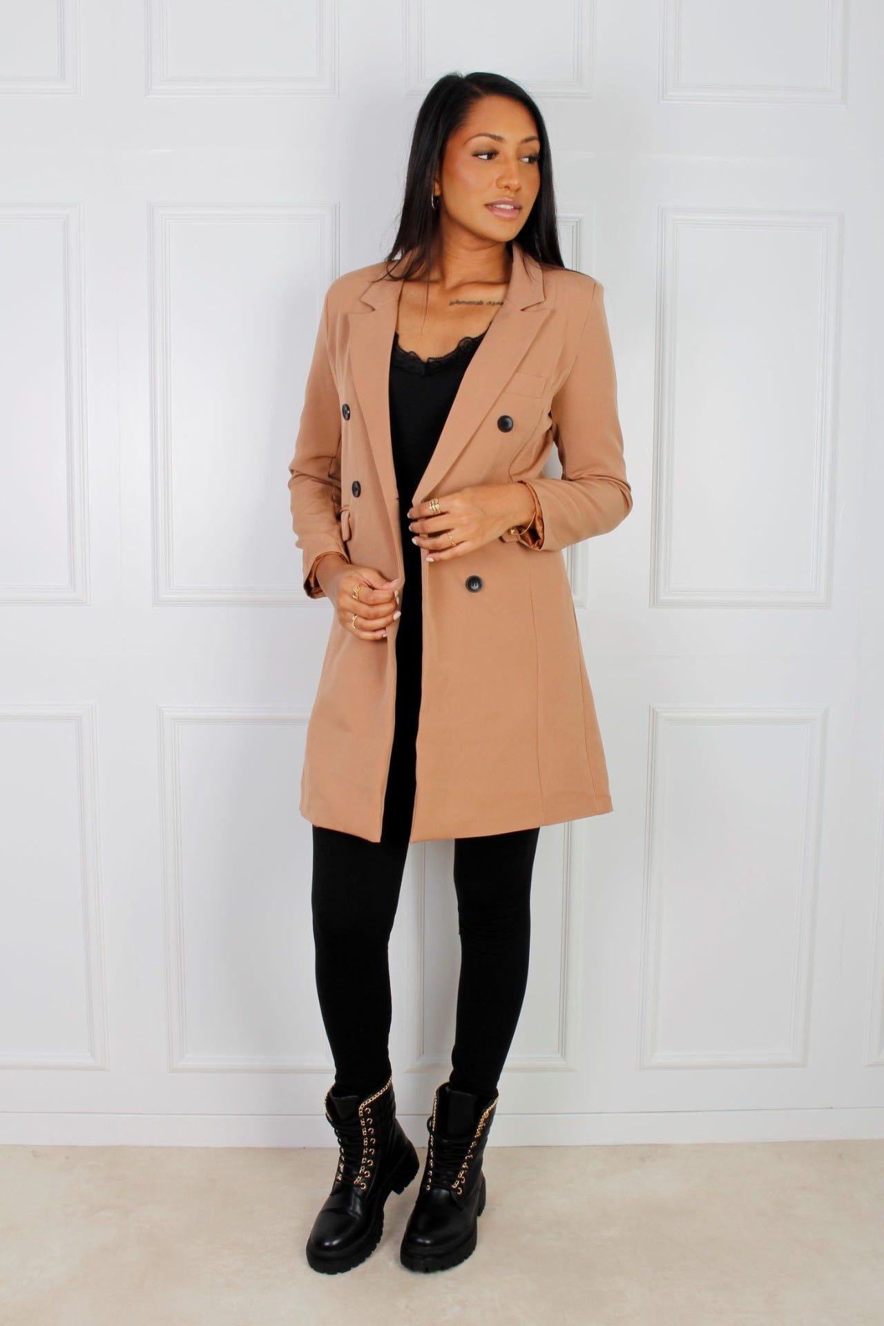 Clara lång blazer, Beige