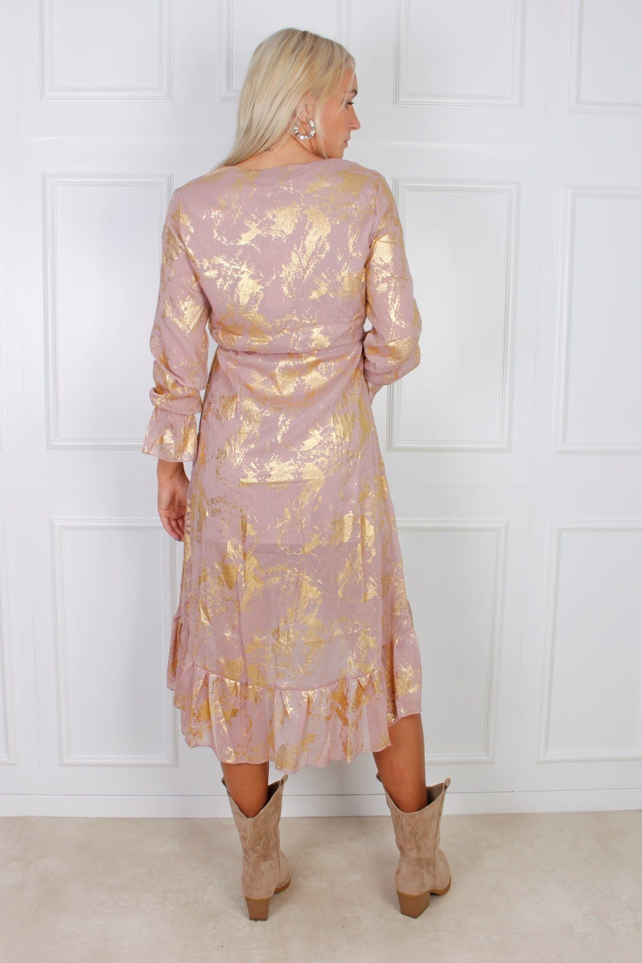Lång klänning, Rosa/Guld