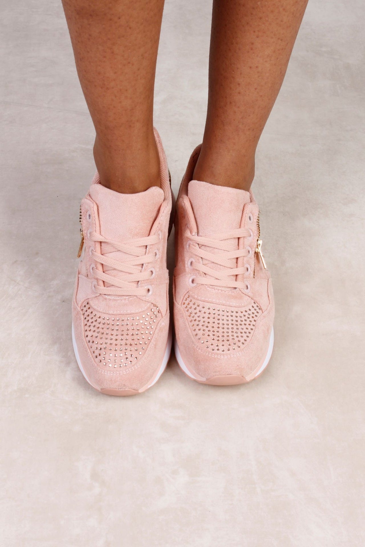 Sneakers m. detaljer, Rosa