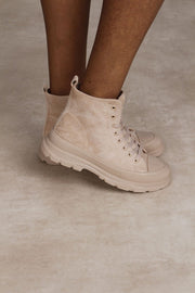 Kort støvle med snøre, Beige